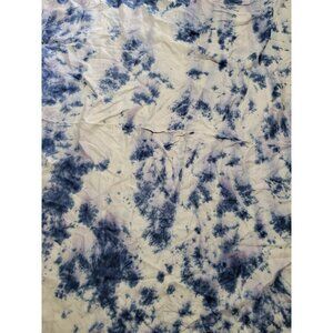 Cotton Linen Damask Embossed Tablecloth Tye Dye Blue White Purple 65x68in Vintag